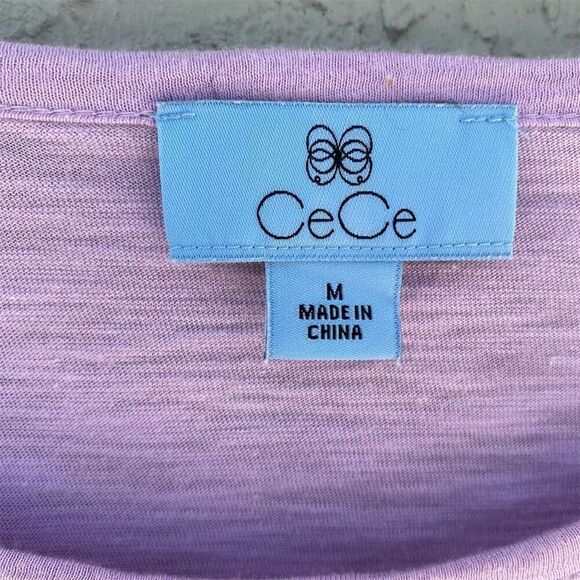 CeCe Women's Lavender Puff Sleeve Blouse Size M Long Sleeve Crew Neck - Picture 8 of 9